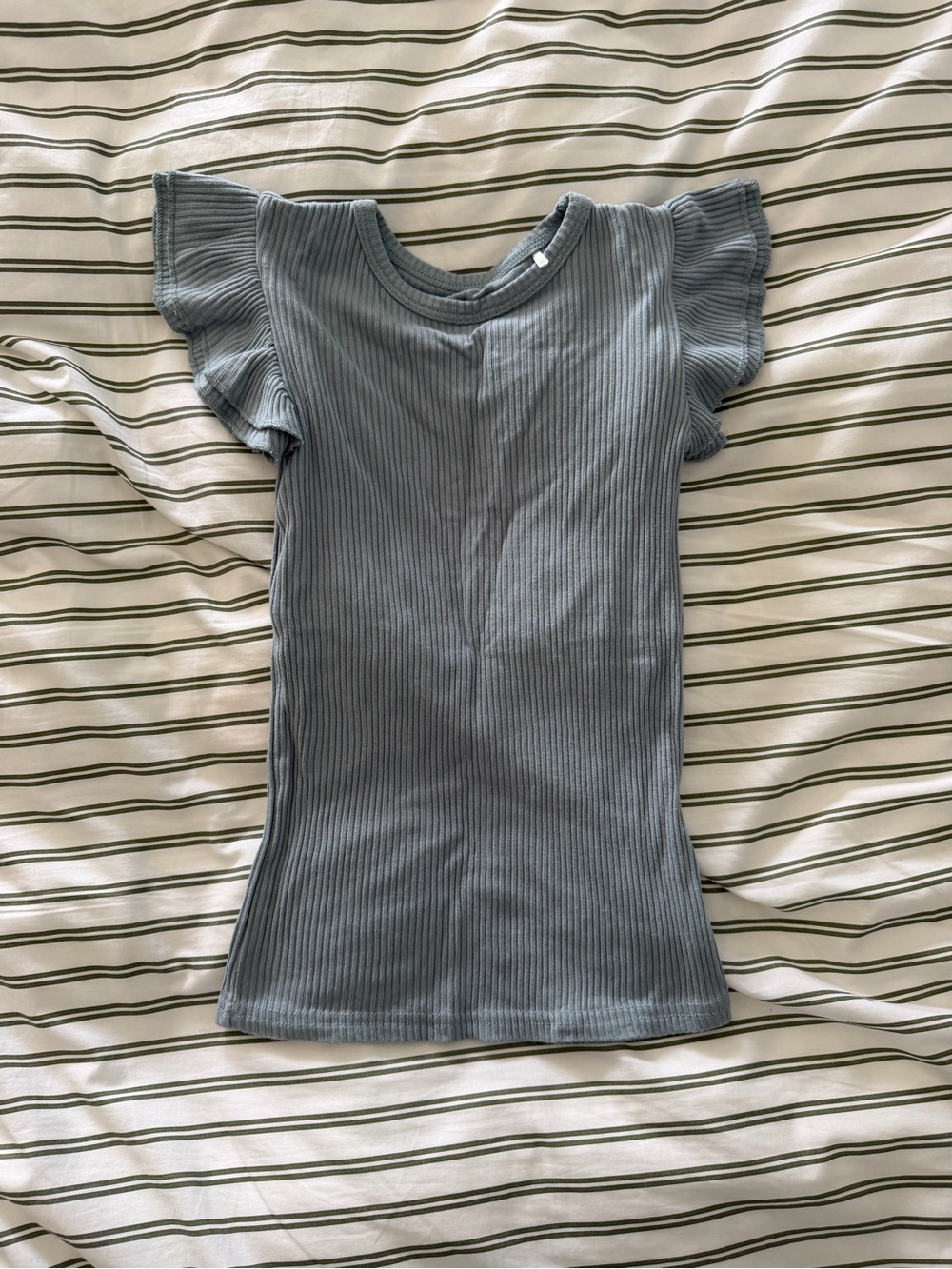 Little sleepies Ribbed Short Sleeve Tee with Flutter Sleeves - Dusty Blue